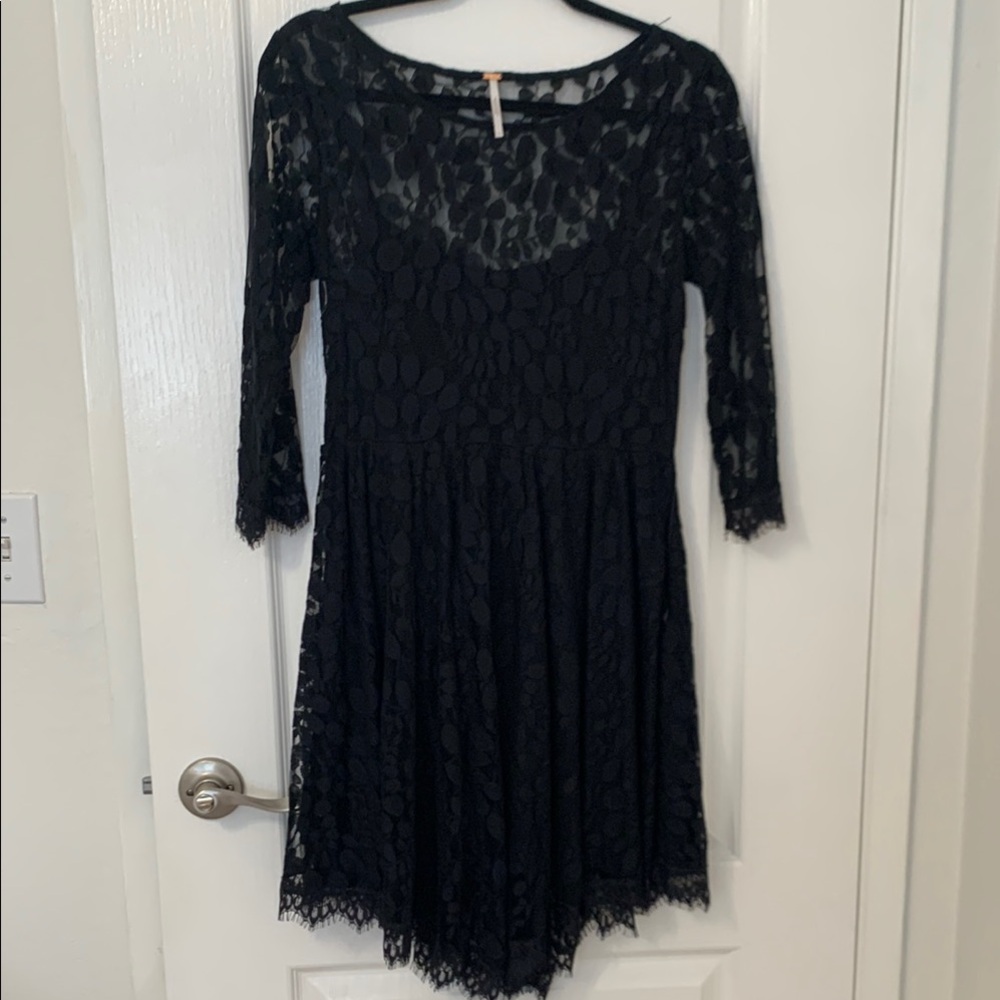 Free People Black Fit and Flare Cocktail Dress